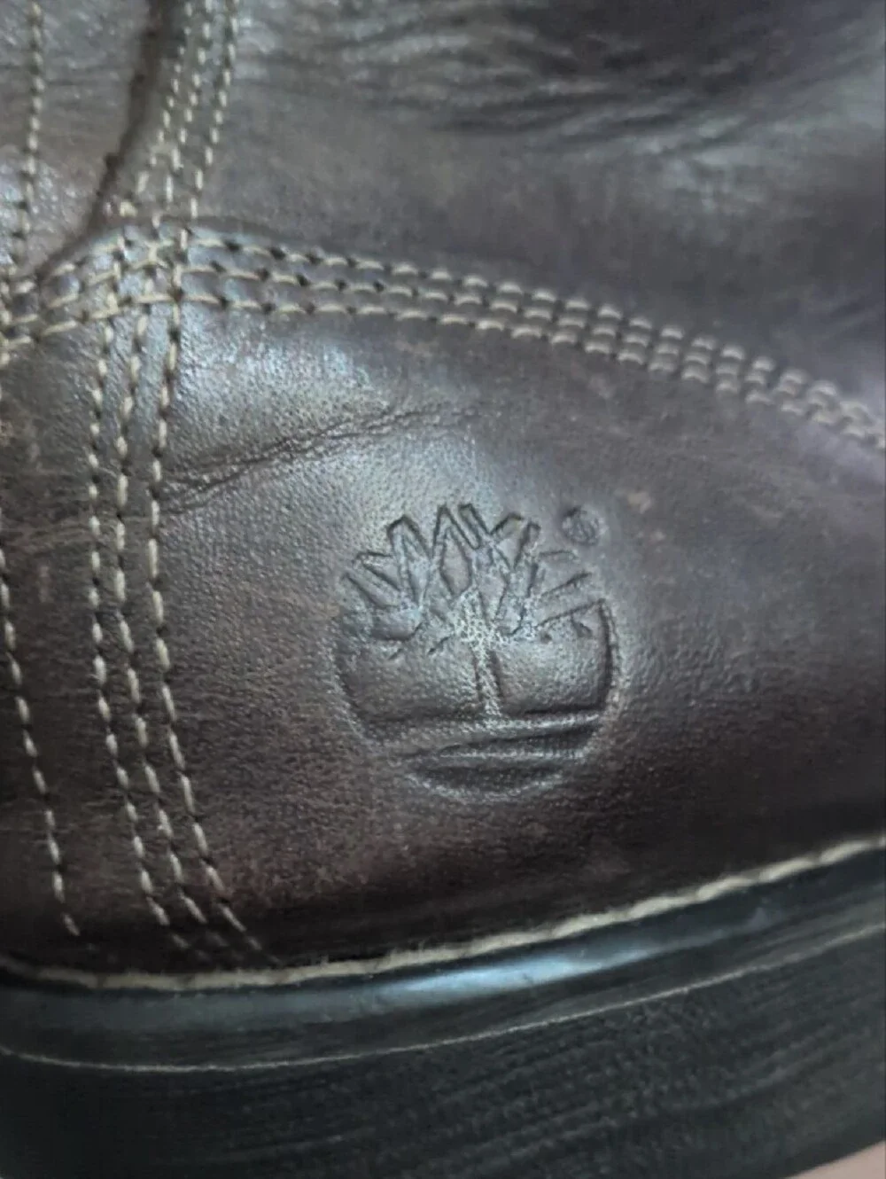 Timberland Brown Leather Moc-toe Boots with Blue Laces Mens 7.5